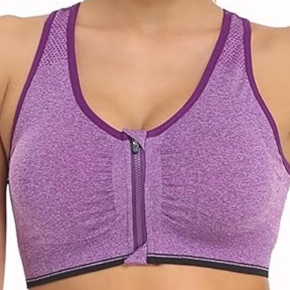 WANAYOU Women's Zip Front Wireless Post-Surgery Bra/Sports Bra Size M - Like NEW
